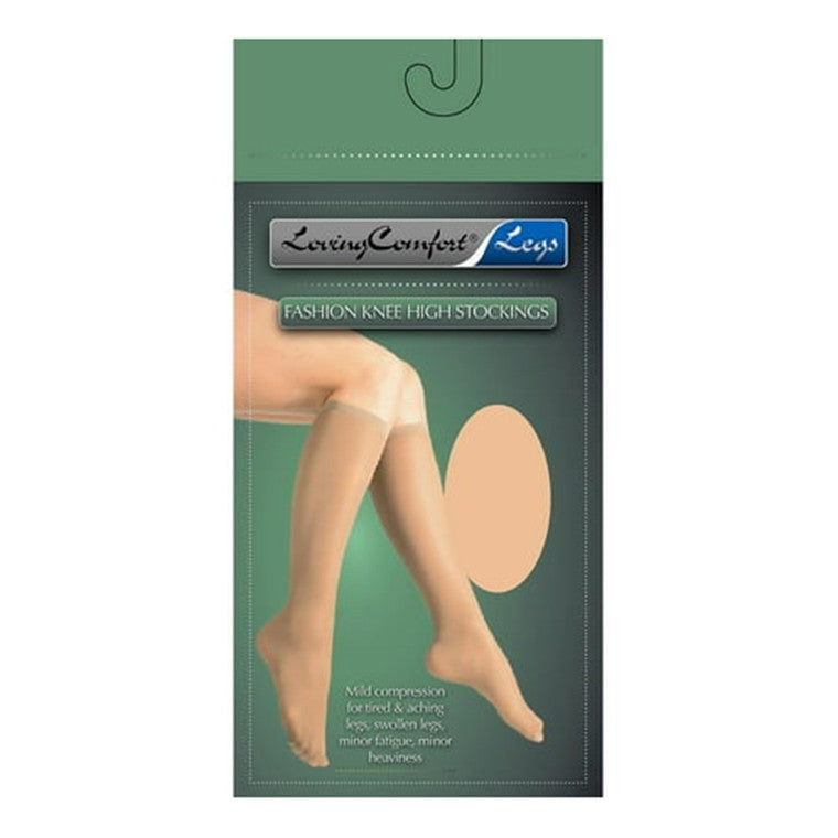 Scott Specialties LOVING COMFORT Sheer Compression Stockings, Knee High, Closed Toe, 20-30 mmHg, Beige, Women's X-Large Hosiery