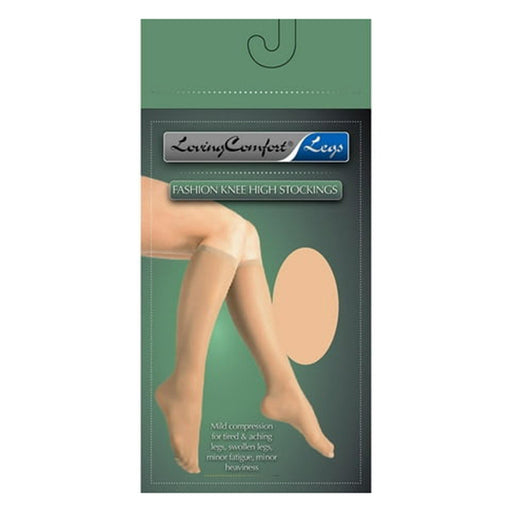 Loving Comfort Loving Comfort Sheer  Stockings Knee High Closed Toe  Women 20-30Mmhg Black Medium Clothing