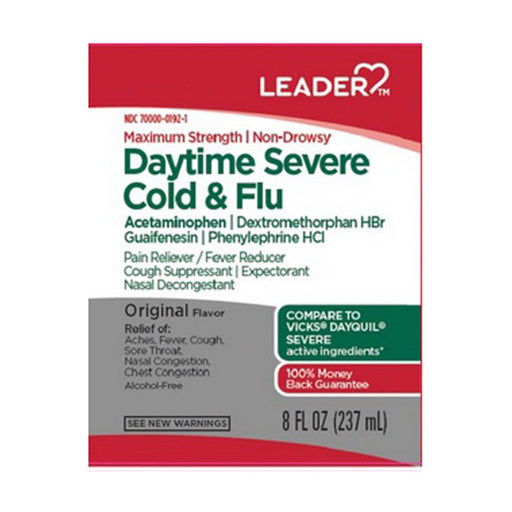 Leader Health Care Leader Health Care Severe Cold & Flu, Daytime, Maximum Strength, 8 Oz Medicine & Drugs
