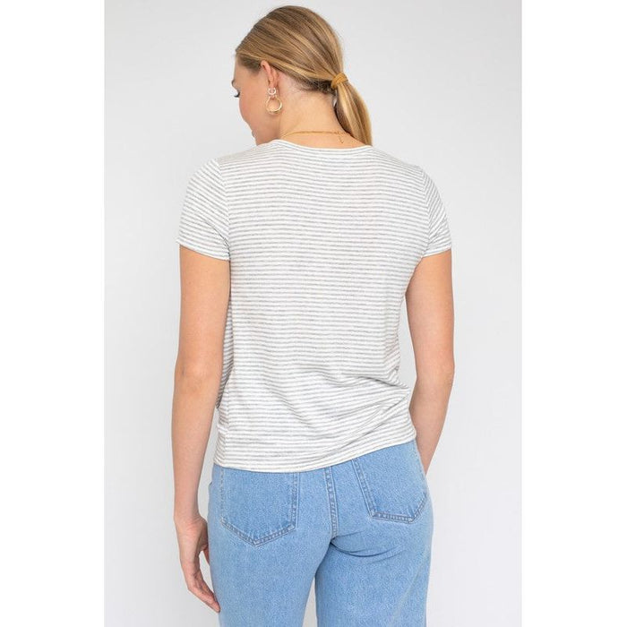 Short Sleeve V-Neck Twist Front Top