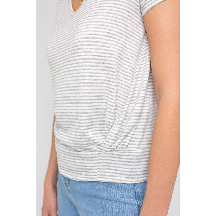 Short Sleeve V-Neck Twist Front Top