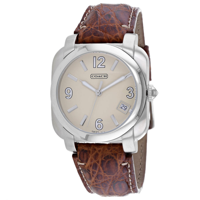 Bids.com Coach Men's Brown Leather Silver Quartz Watches