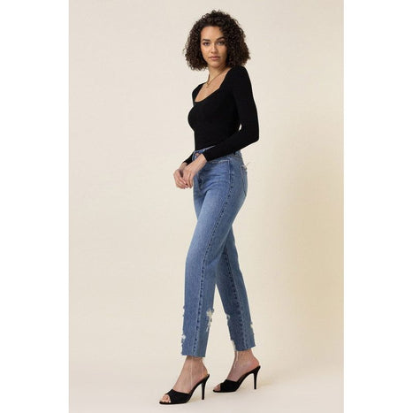 High Waisted Straight Leg Jean