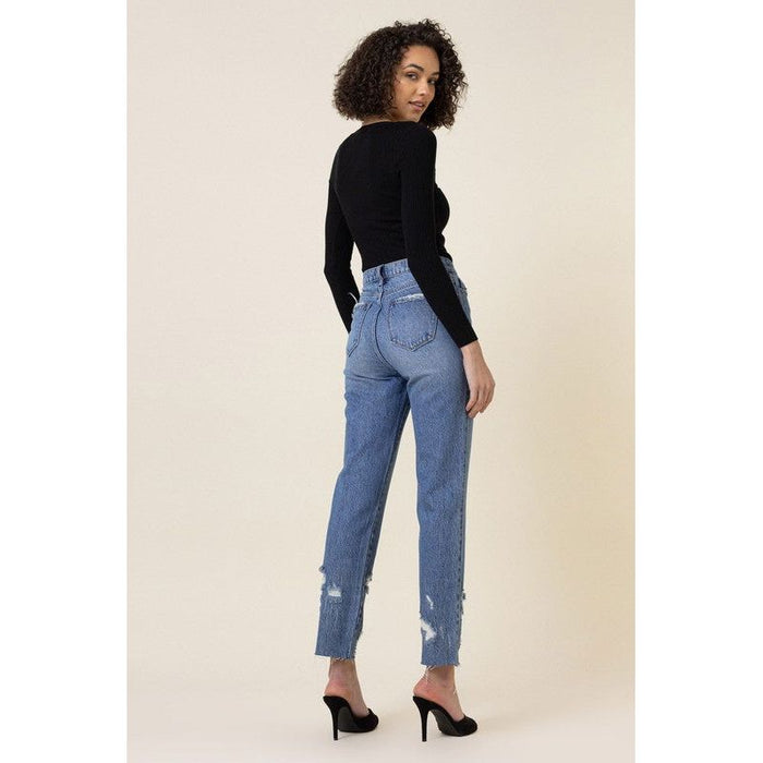 High Waisted Straight Leg Jean