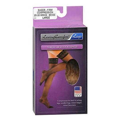 Scott Specialties Loving Comfort® Thigh High Compression Stockings – 20-30 mmHg, Beige, Large Personal Care