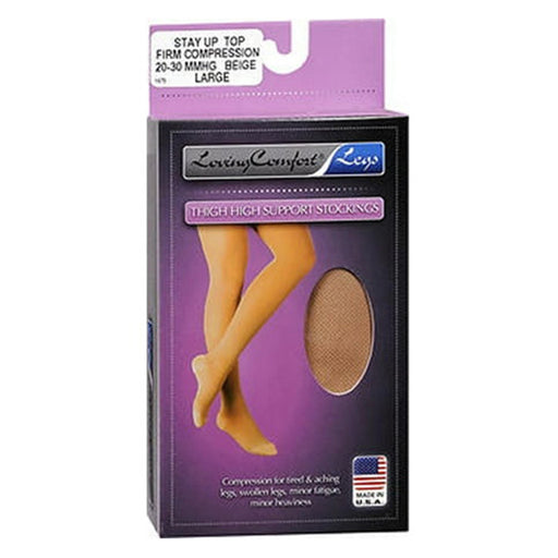 Loving Comfort Loving Comfort Legs Thigh High Support Stockings Firm Compression Beige Large - 1 Pair Personal Care
