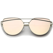 zeroUV Oversize Thin Cross Brow Mirrored Flat Lens Sunglasses A545 Sunglasses