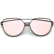 zeroUV Oversize Thin Cross Brow Mirrored Flat Lens Sunglasses A545 Sunglasses