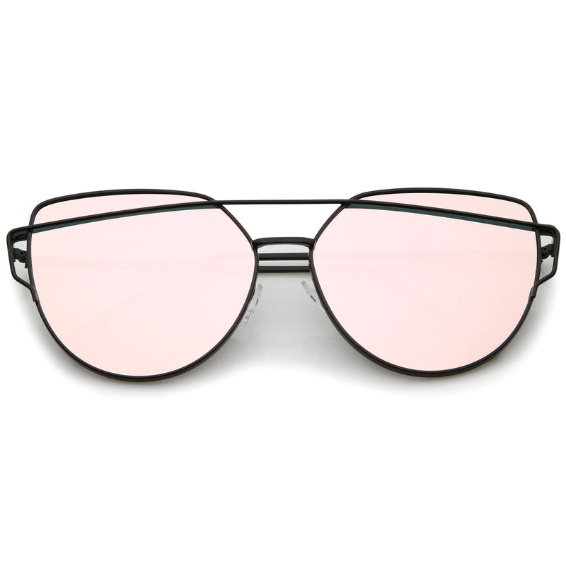 zeroUV Oversize Thin Cross Brow Mirrored Flat Lens Sunglasses A545 Sunglasses