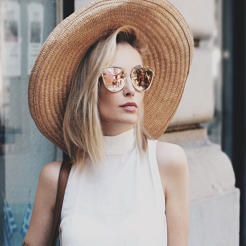 zeroUV Women's Modern Flat Lens Cat Eye Metal Sunglasses A323 Sunglasses