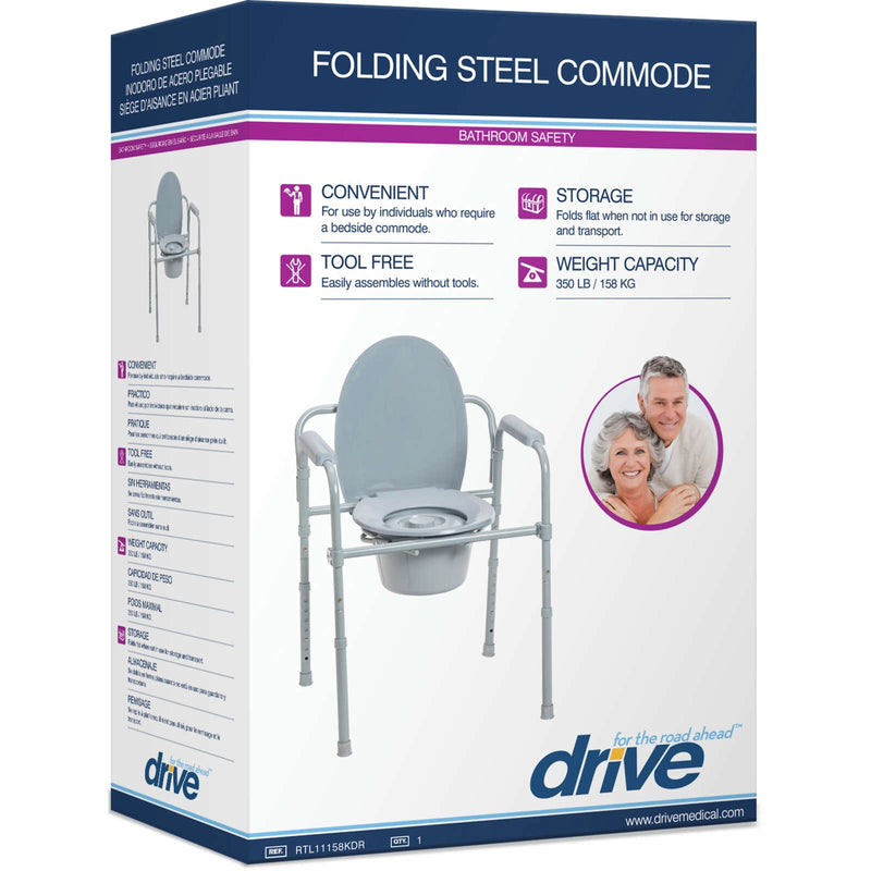 Drive Medical Drive Medical Steel Folding Frame Commode Medical