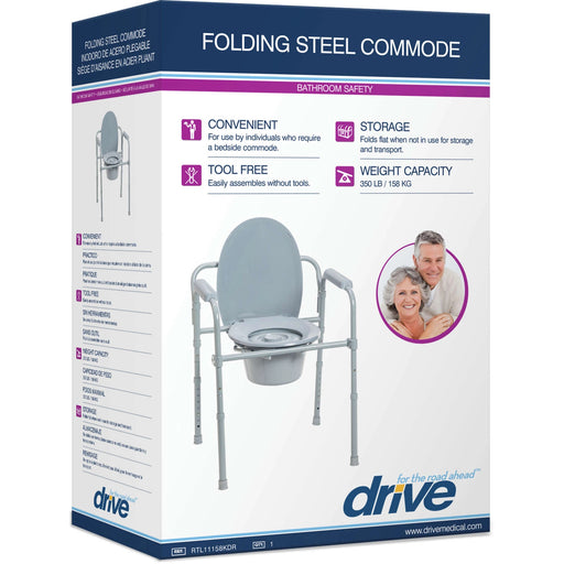 Drive Medical Drive Medical Steel Folding Frame Commode Medical
