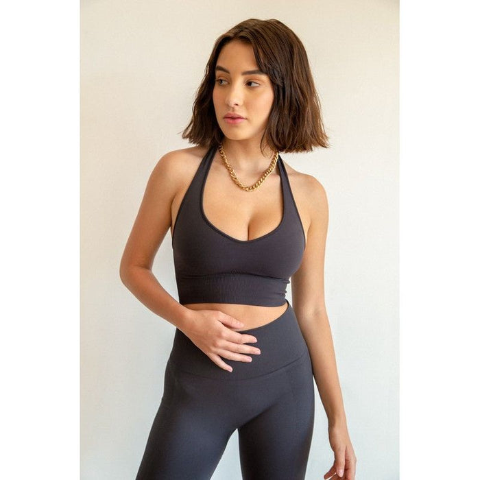 Seamless Halter Crop Top Sport Bra Activewear