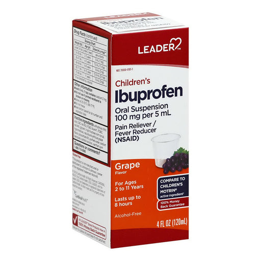 Leader Leader Ibuprofen, Children's, Grape Flavor, 4 Oz Grapes