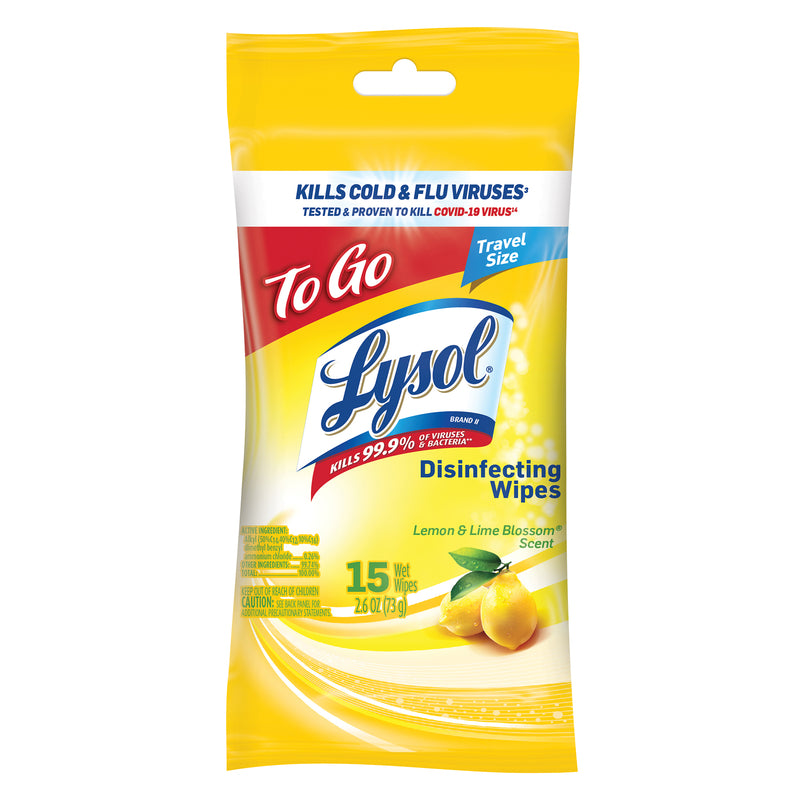 Lysol Lysol Disinfecting Wipes To-Go Pack, Lemon & Lime Blossom – 15 Count Household Disinfectants Gold