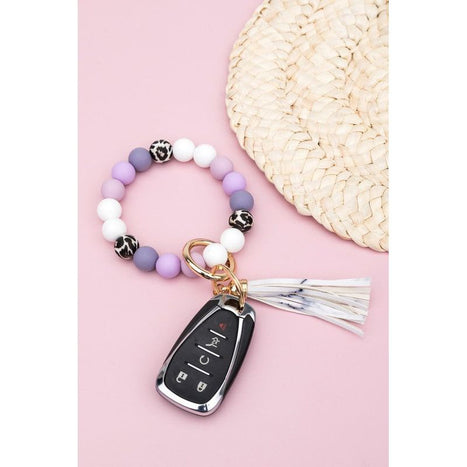 Silicone Monochromatic Key Ring Bracelet