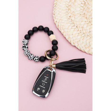 Silicone Color Block Print Key Ring Bracelet