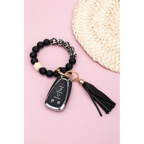 Silicone Color Block Print Key Ring Bracelet