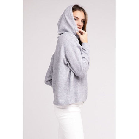 Hooded Brushed Melange Hacci Sweater