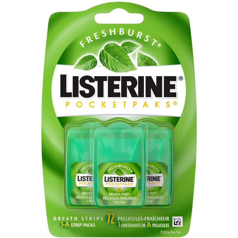 Listerine Listerine PocketPaks Freshburst Breath Strips, Kills 99% of Bad Breath Germs - 72 Count Oral Care White Smoke