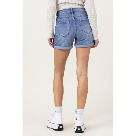 Denim Shorts with Pin Tuck Detail