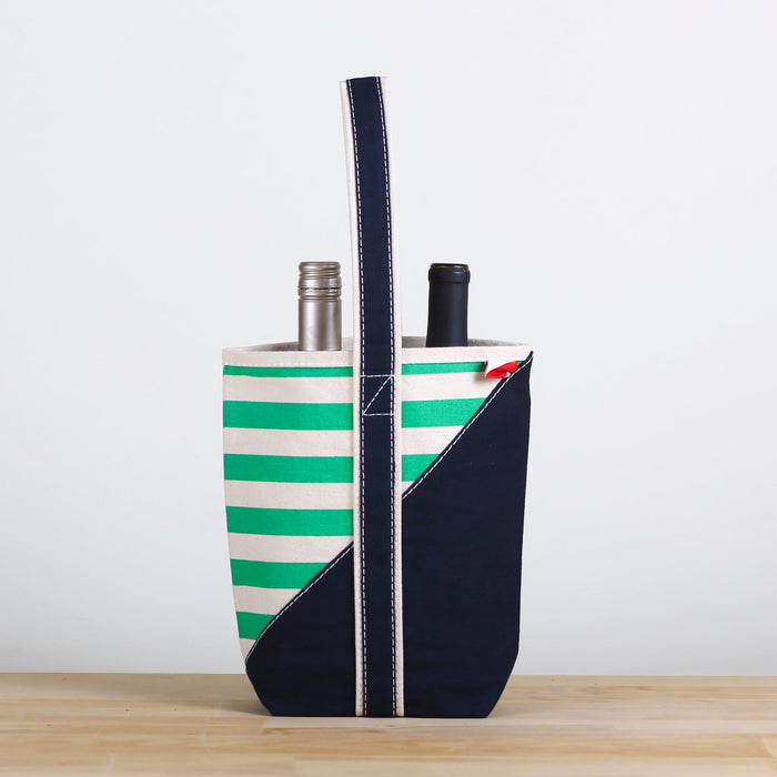 Contemporary Striped Double Wine Tote by ShoreBags