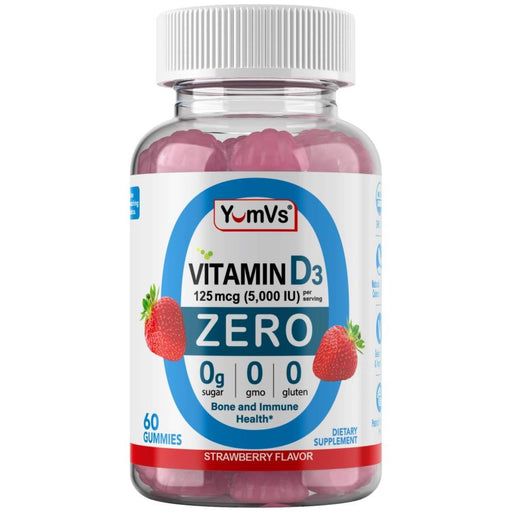 Yum-v's Yum-v's Vitamin D3 Gummies With Zero Sugar For Adults & Kids (125 Mcg – 60 Count) – Sugar Free Vitamin D Gummies – Vegetarian Gummy Vitamins For Bone Support & Immune Health – Vit D3 Vitamin Chewable Strawberry 60 Count Health & Beauty
