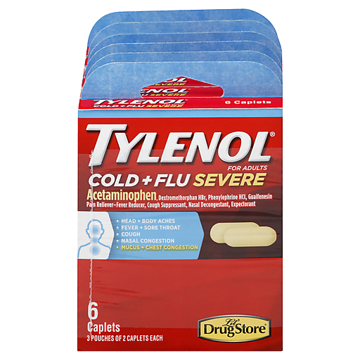 Tylenol Tylenol Cold + Flu Severe Multi-Symptom, 6 Packs of 6 Caplets (36 Total Tablets) Health Care