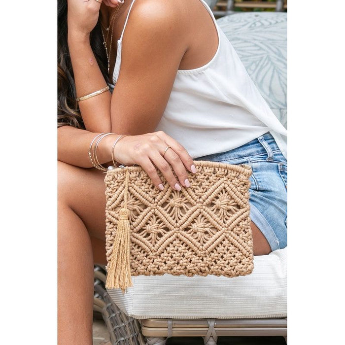 Macrame Tassel Clutch