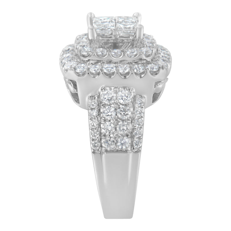 Bids.com 14KT White Gold Round and Princess Diamond Ring (2 1/4 cttw, H-I Color, SI1-SI2 Clarity) Rings