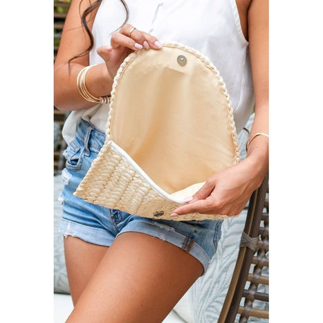 Aili's Corner Fold Over Straw Clutch