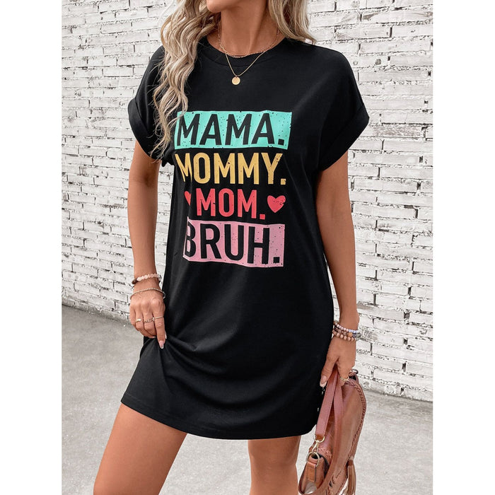 Letter Graphic Short Sleeve Mini Tee Dress