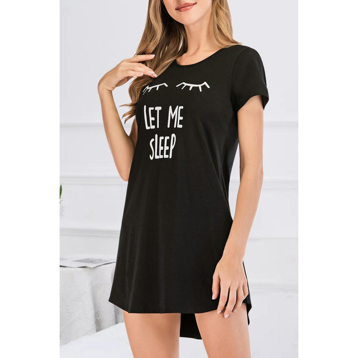 Graphic Round Neck Short Sleeve Lounge Dress