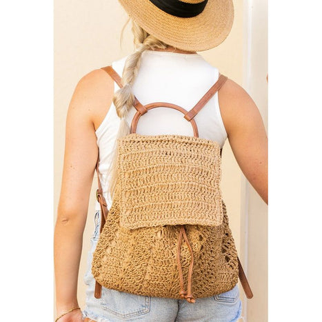 Woven Straw Backpack