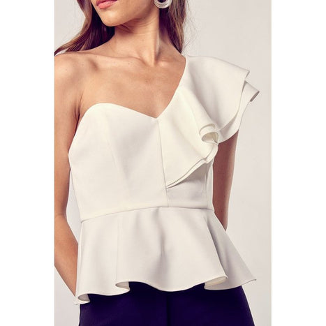 One Shoulder Ruffle Peplum Top