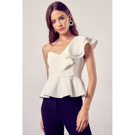 One Shoulder Ruffle Peplum Top