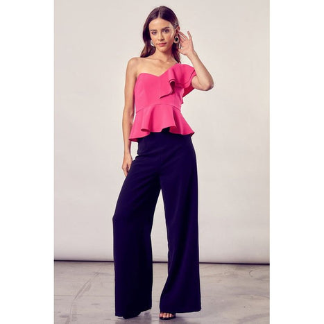 One Shoulder Ruffle Peplum Top