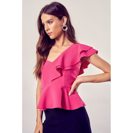 One Shoulder Ruffle Peplum Top