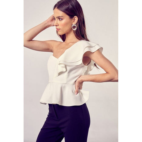 One Shoulder Ruffle Peplum Top