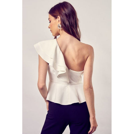 One Shoulder Ruffle Peplum Top