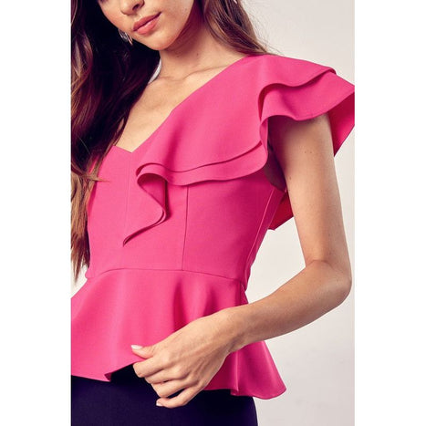 One Shoulder Ruffle Peplum Top