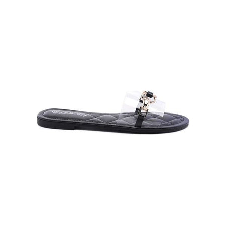 SCOTH Clear Buckled Quilted Slides