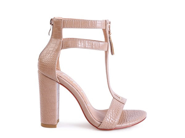 Felicity Zip Up Croc Textured Sandals