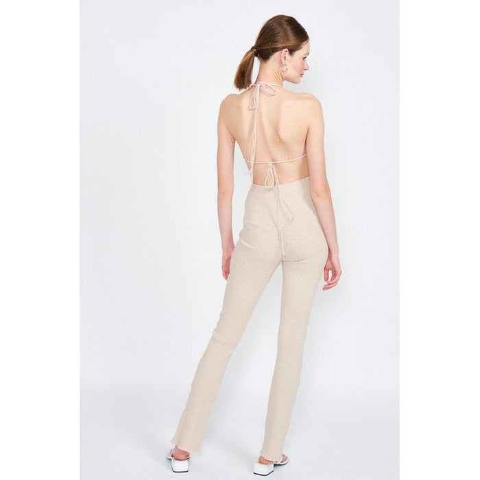 Halter Neck Jumpsuit With Open Back