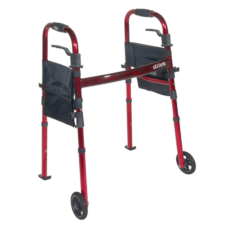Drive Medical Drive Medical Portable Folding Travel Walker With 5" Wheels And Fold Up Legs Walkers