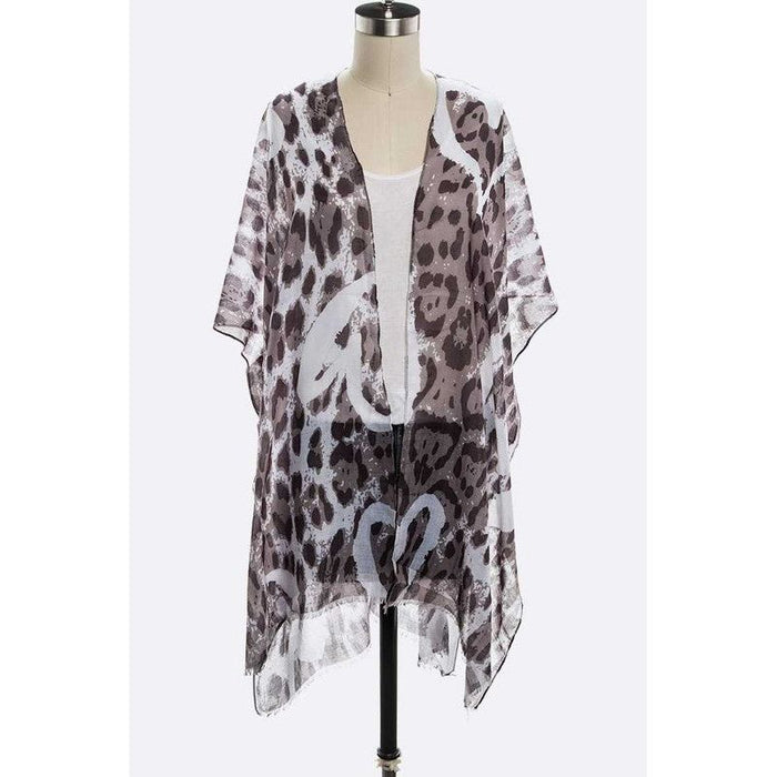 Snow Leopard Printed Kimono Cardigan