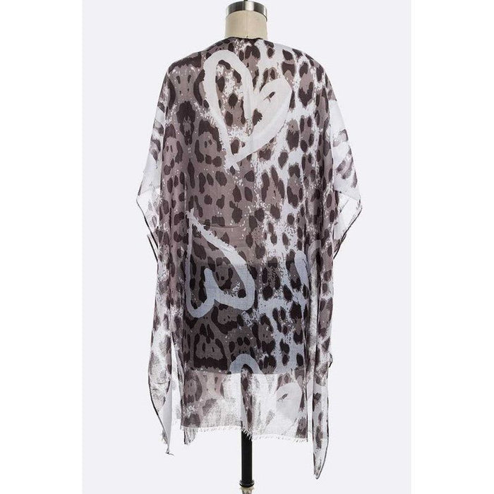 Snow Leopard Printed Kimono Cardigan