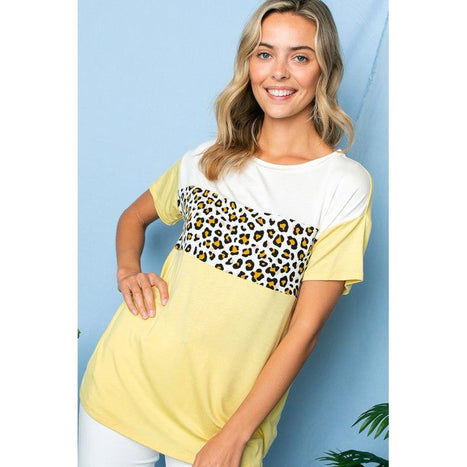 Plus Animal Color Blocked Top