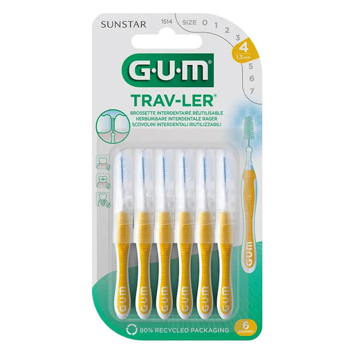 Gum GUM Trav-Ler Interdental Brushes Size 4 1.3mm x6 Interdental Brushes