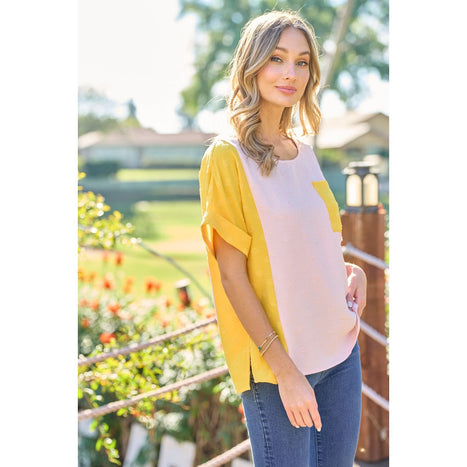 Color Block Short Sleeve Top